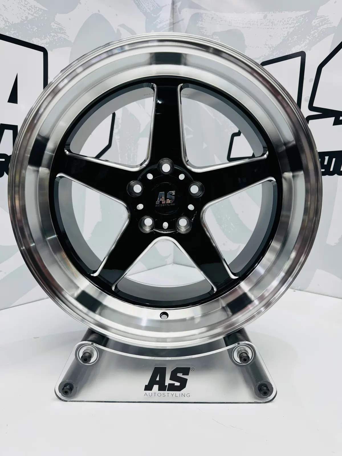 18” F99zx307 5/114 Black With Silver Milling Silver Dish 1