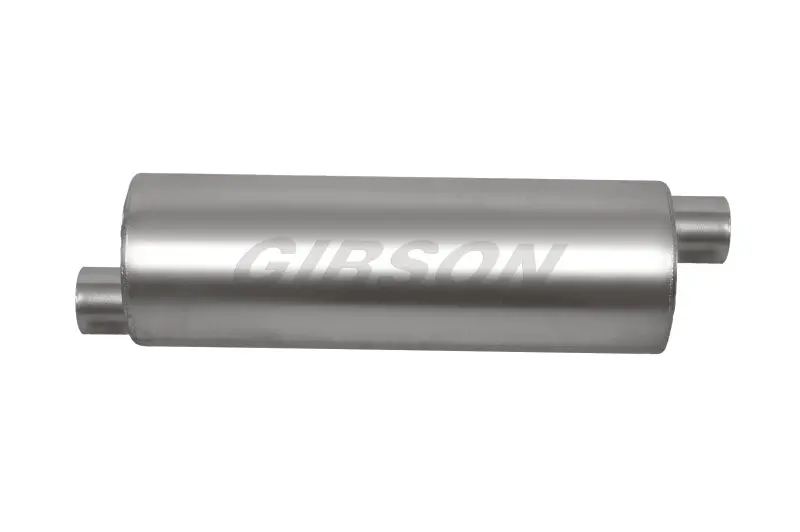 Gibson Superflow Sft Stainless Steel Offset Round Muffler – 8X24 Inches, 3-Inch Inlet/Outlet 1