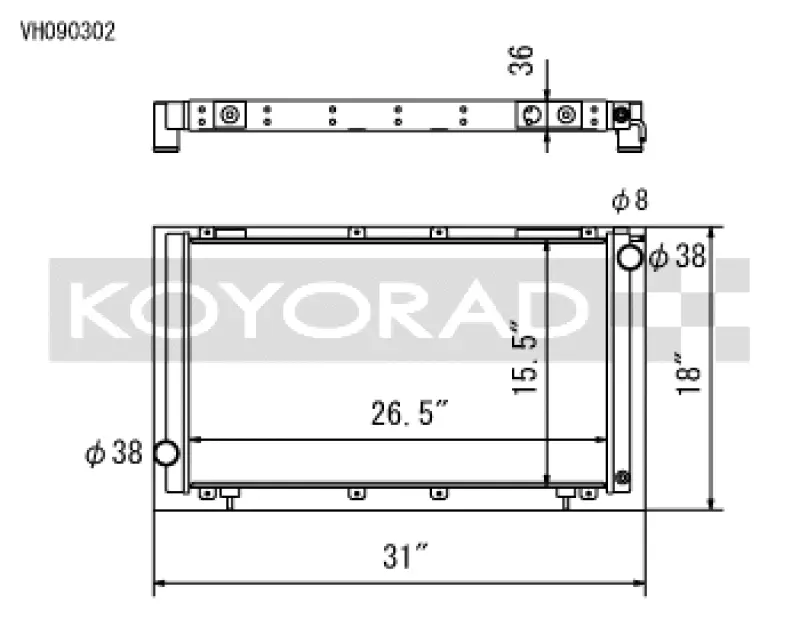 Koyo 91-94 Subaru Legacy 2.2L Turbo (Mt) Radiator 1