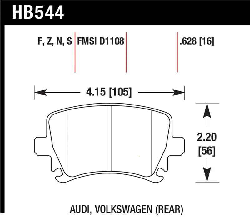 Hawk 2006-2009 Audi A3 Tfsii Quattro 2.0 Hps 5.0 Rear Brake Pads 1