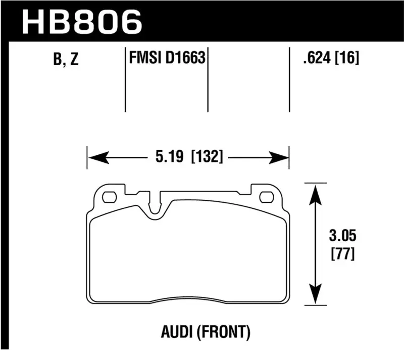 Hawk 16-17 Audi A6 Hps 5.0 Front Brake Pads 1