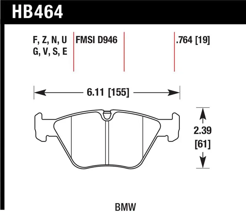 Hawk 01-06 Bmw 330Ci / 01-05 330I/330Xi / 03-06 M3 Hps Street Front Brake Pads 1