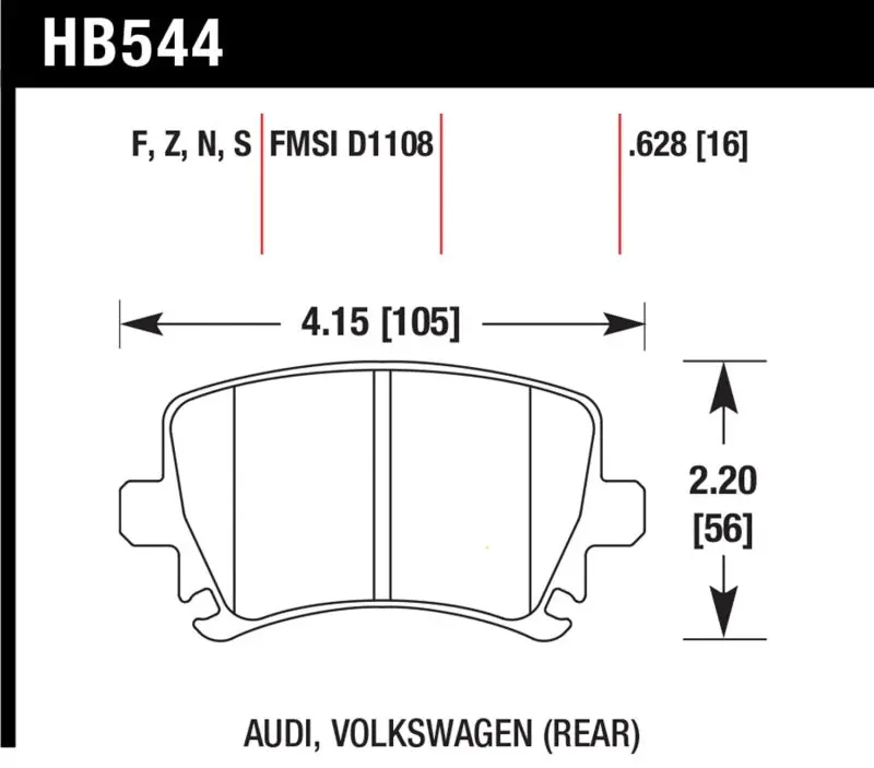 Hawk Audi A3 / A4 / A6 Quattro Hps Rear Brake Pads 1