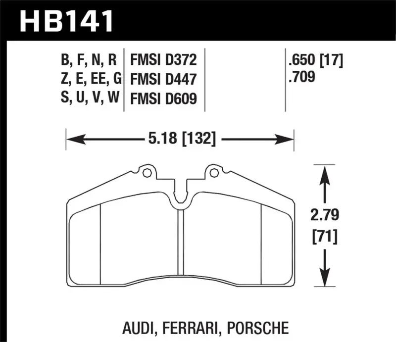 Hawk Audi/Porsche Rear And St-40 Performance Ceramic Street Brake Pads 2