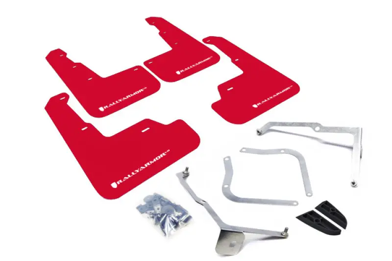 Rally Armor 15-21 Subaru Wrx/Sti Red Ur Mud Flap W/White Logo 1