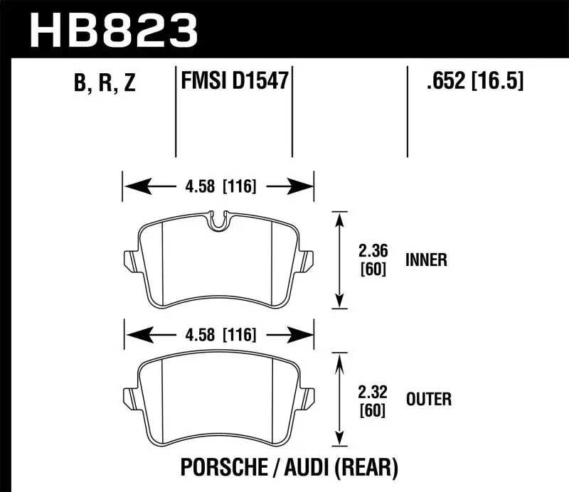 Hawk 11-18 Audi A8 Quattro Hps 5.0 Rear Brake Pads 1