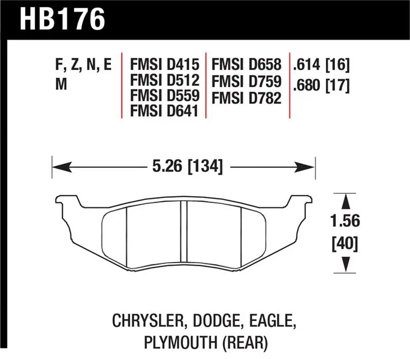 Hawk Srt4 Hp+ Street Rear Brake Pads 1