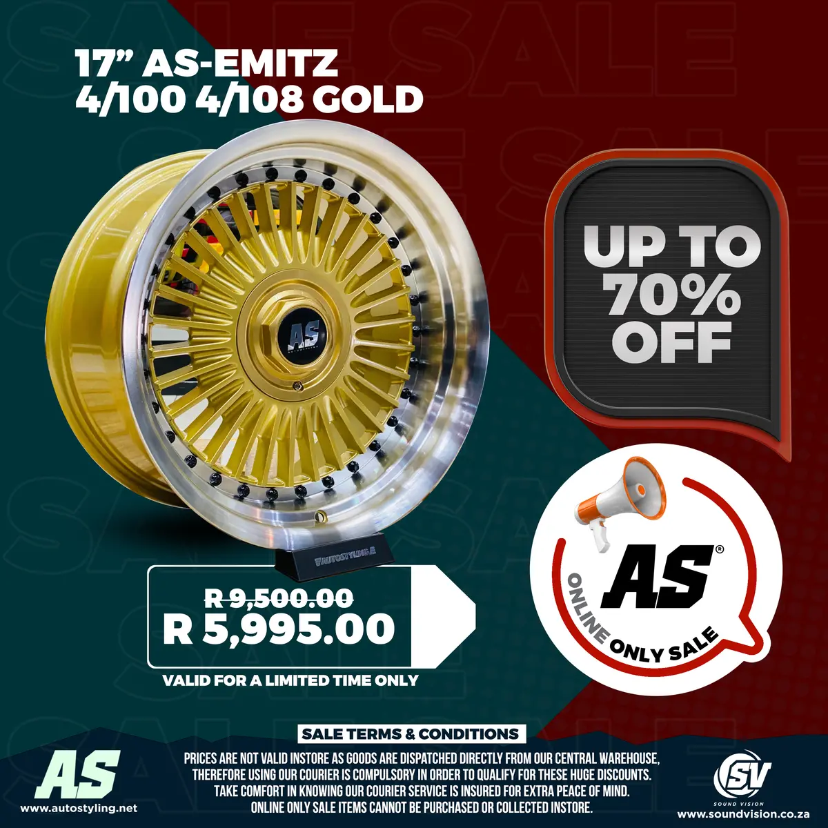 17” As-Emitz 4/100 4/108 Gold 1