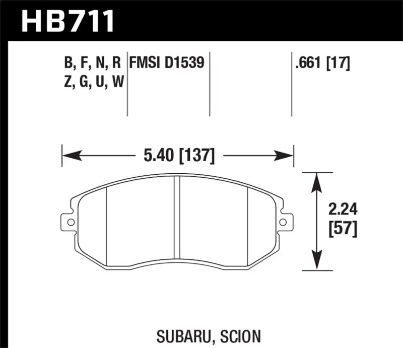 Hawk 13 Subaru Brz / 13 Scion Fr-S Hp Plus Front Street Brake Pads 1