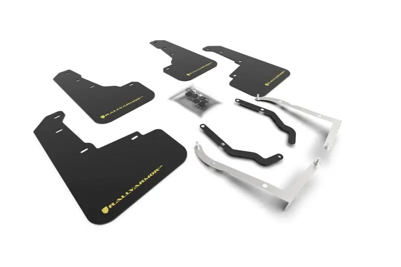 Rally Armor 18-23 Subaru Crosstrek Black Ur Mud Flap W/Yellow Pearl Logo 1