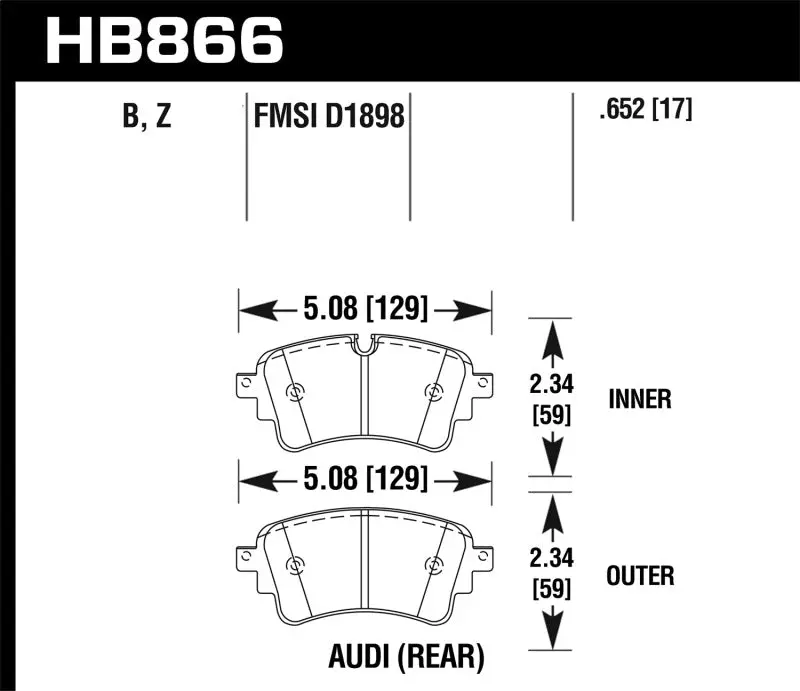 Hawk 17-19 Audi A4 / 18-19 Audi A5 Performance Ceramic Street Rear Brake Pads 1