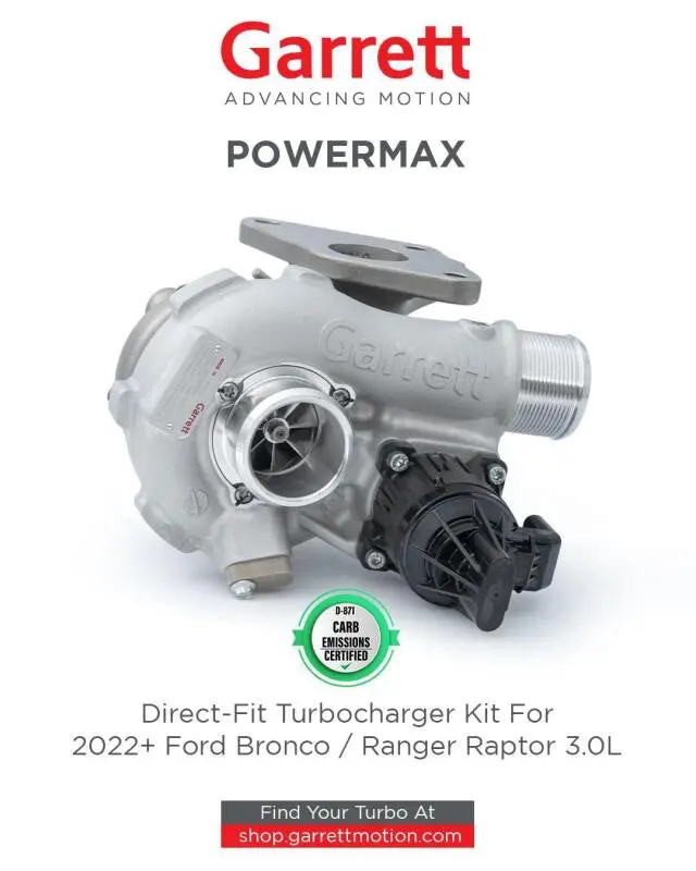 Garrett 2021+ Ford Bronco 2.7L Gt1752s Powermax Turbocharger Kit 1