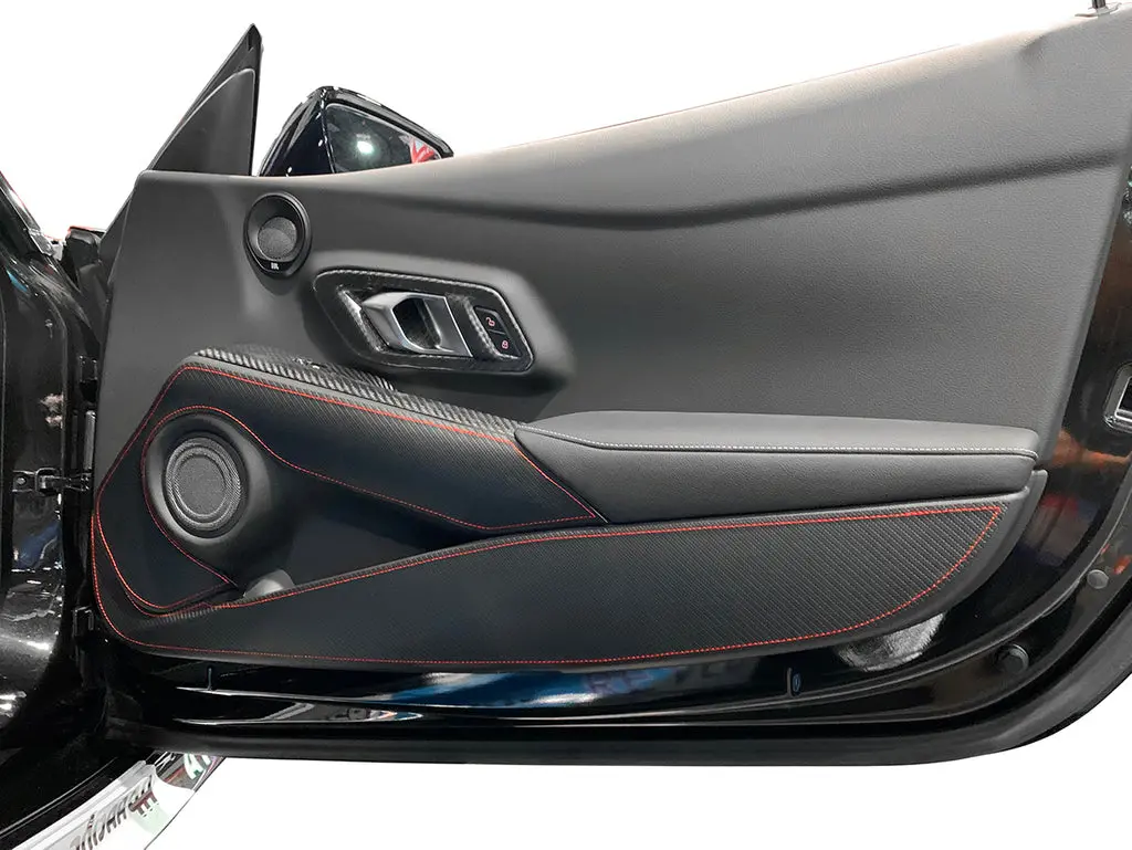 Revel Gt Design Kick Panel Cover (Red Stitch) 2020 Toyota Supra - 4 Pieces 1