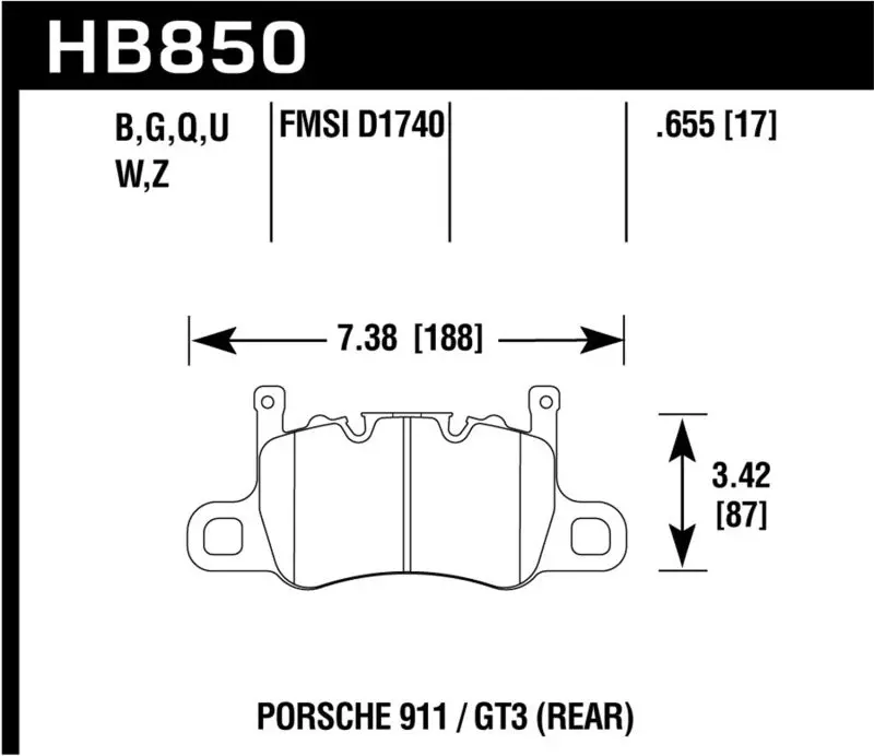 Hawk 14-17 Porsche 911 Gt3 Dtc-60 Race Rear Brake Pads 1