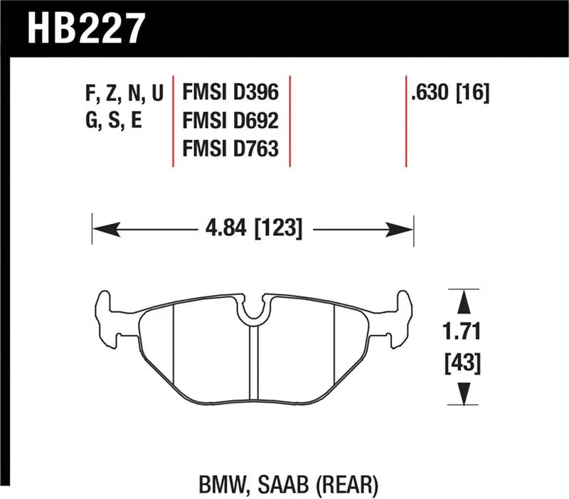 Hawk 95-99 Bmw M3 E36 Performance Ceramic Street Rear Brake Pads 1