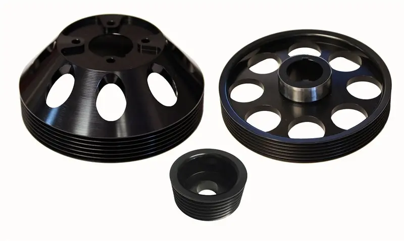 Torque Solution Lightweight Wp/Crank/Alt Pulley Combo (Black): Hyundai Genesis Coupe 3.8 2010+ 1