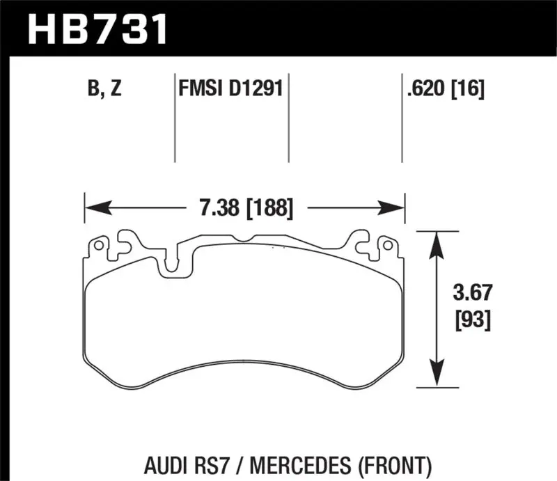 Hawk 13-16 Mercedes Sl Class / 16-17 Audi Rs7 Performance Ceramic Front Brake Pads 1