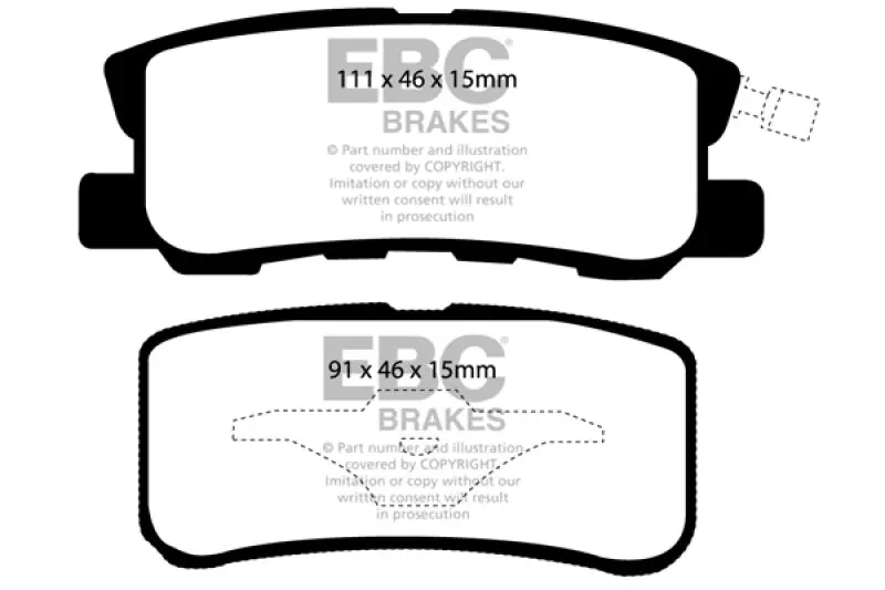 Ebc 11-14 Chrysler 200 3.6 Greenstuff Rear Brake Pads 1