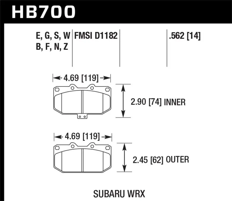 Hawk 2006-2007 Subaru Impreza Wrx Hps 5.0 Front Brake Pads 1
