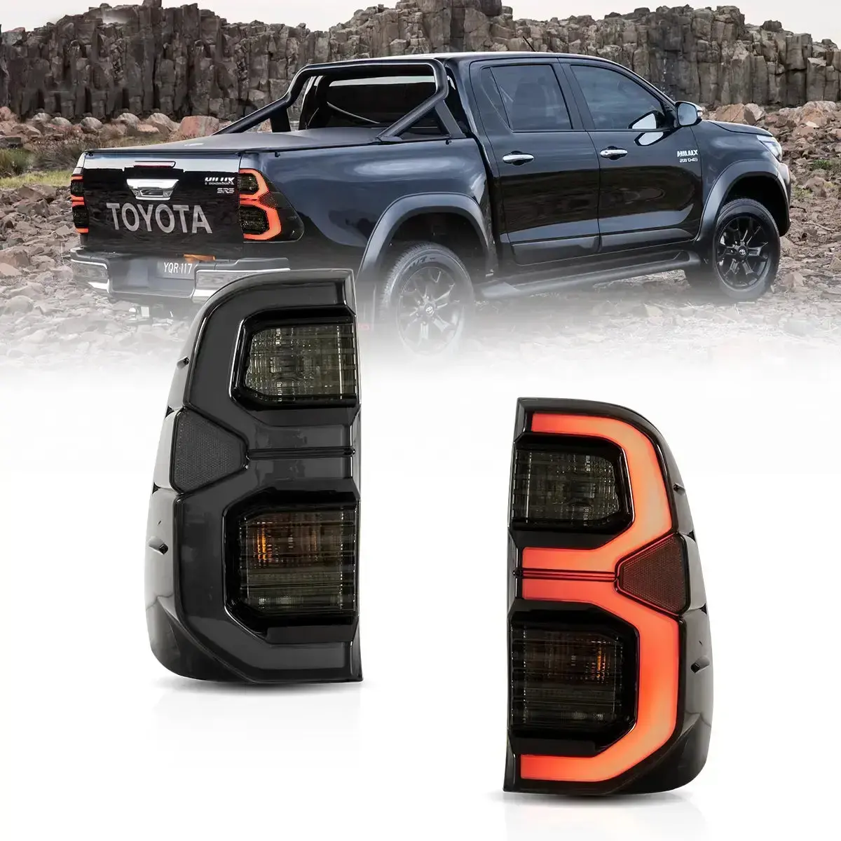 Toyota Hilux Gd6 Upgrade Original  Vland Tail Lights With Dynamic Welcome Lighting Full Black 1