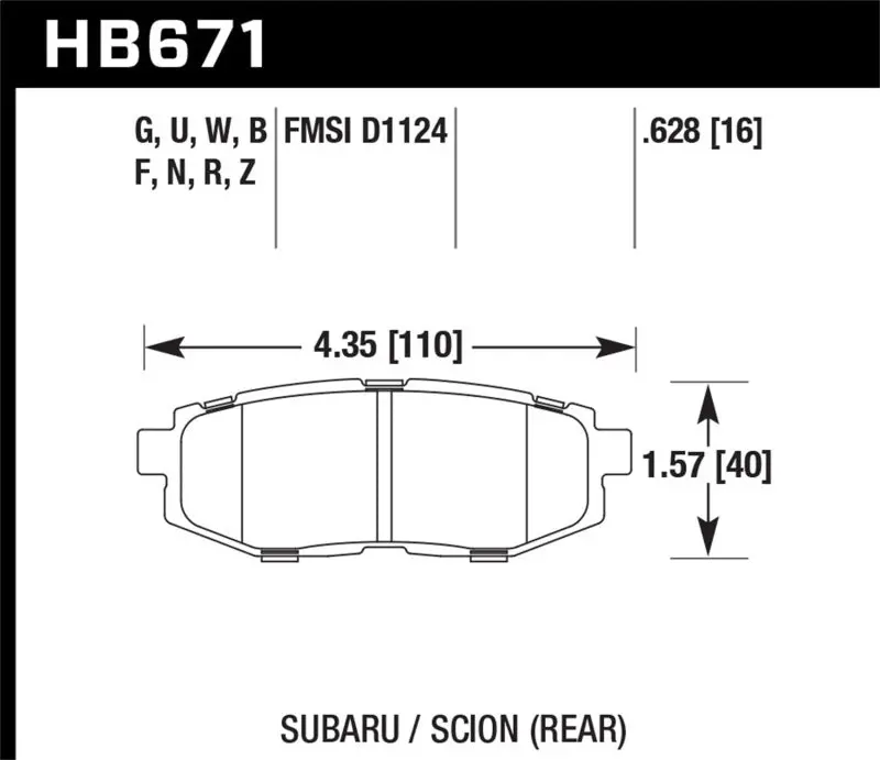 Hawk 13 Scion Fr-S / 13 Subaru Brz/10-12 Legacy 2.5 Gt/3.6R Dtc-60 Race Rear Brake Pads 1