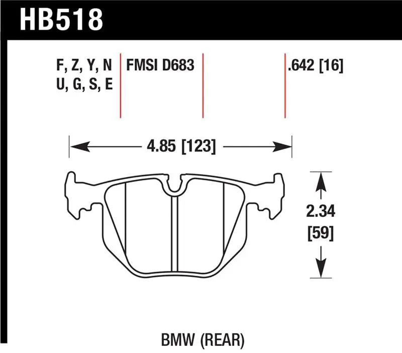 Hawk Bmw 330Ci/330I/330Xi/525I/740I/754Il/M3/M5/X3/X5/Z4/Z8 / Range Rover Hse Ht-10 Race Rear Brake 1