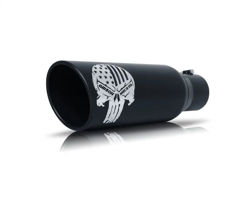 Gibson Patriot Skull Exhaust Tip – Angled, Rolled Edge, 6" Od / 5" Inlet / 18" Length, Black Ceramic Coating 1