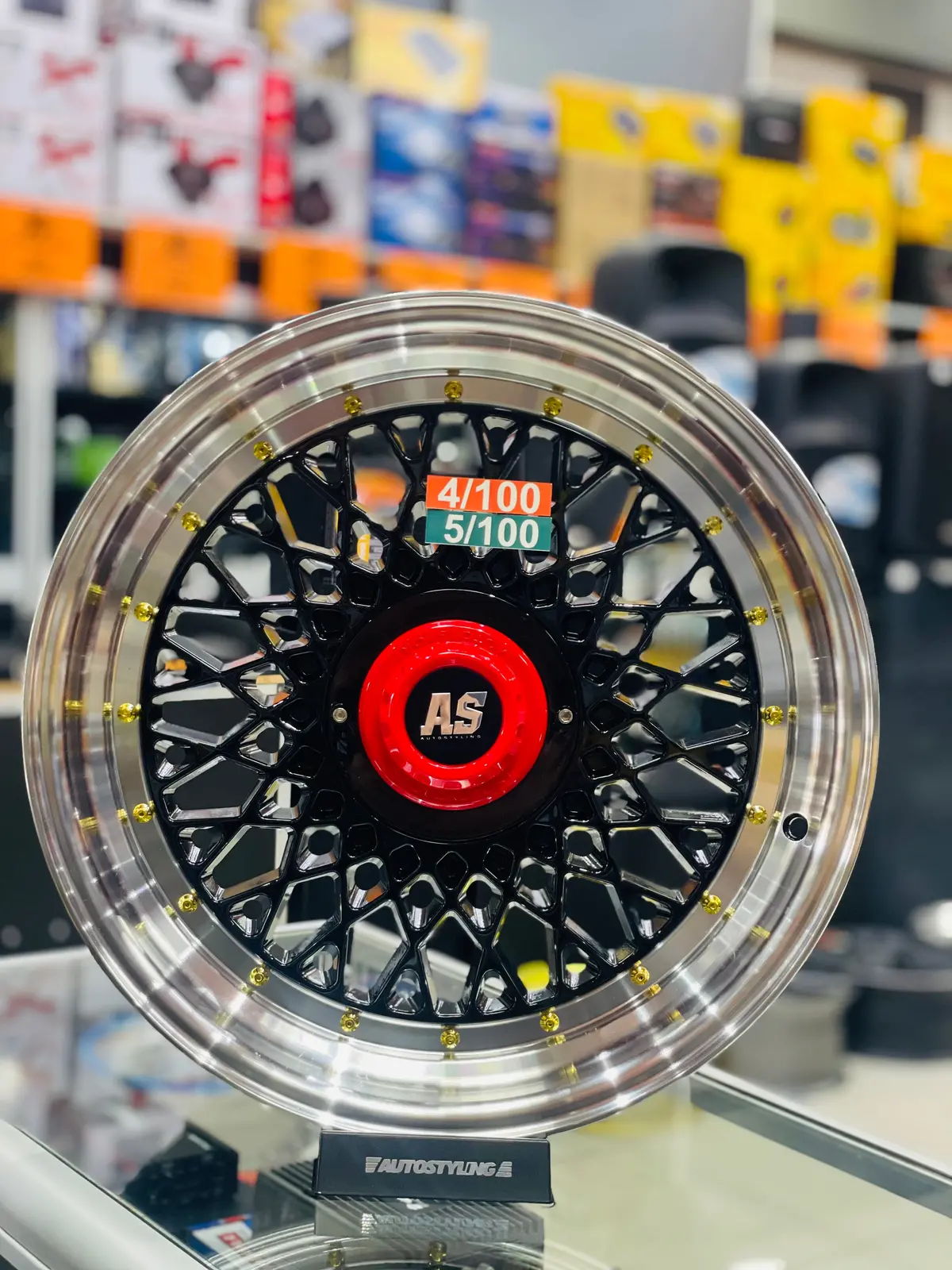 17'' As Motorsport 4/100 & 5/100 Pcd Blk With Red Nut 1