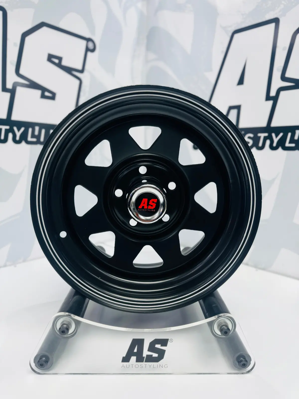 14” A-Line 8 Spoke Black Silver Stripe 5/114 ( 7 Seaters ) 1
