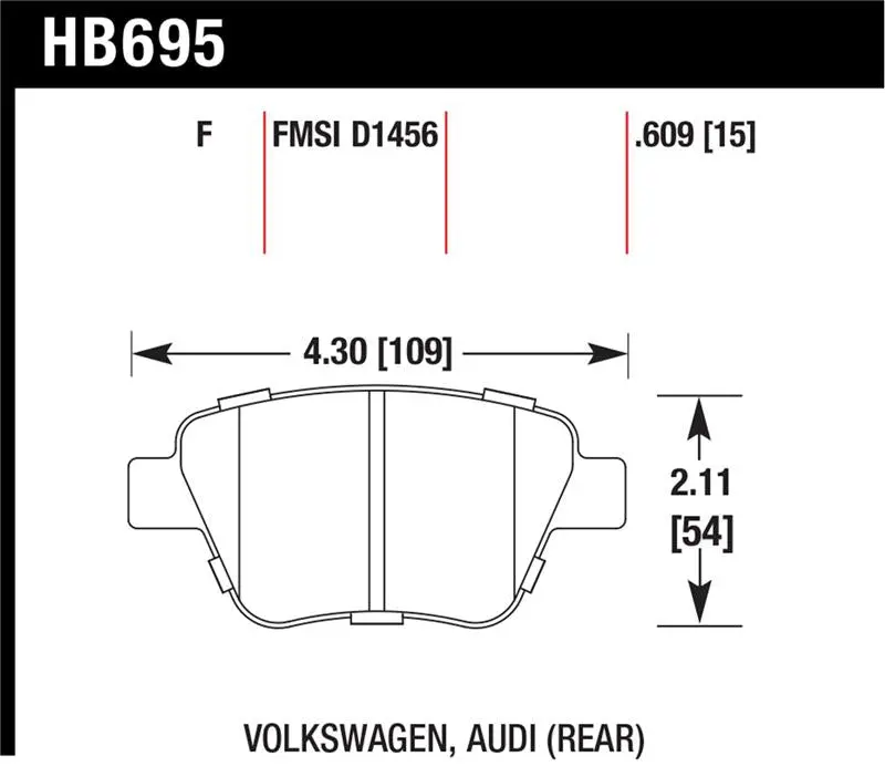 Hawk 2011-2013 Audi A3 Except Tdi Hps 5.0 Rear Brake Pads 1