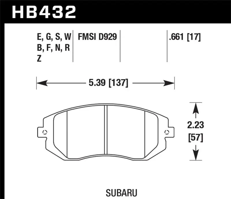 Hawk 03-05 Wrx / 08 Wrx D929 Hp+ Street Front Brake Pads 1
