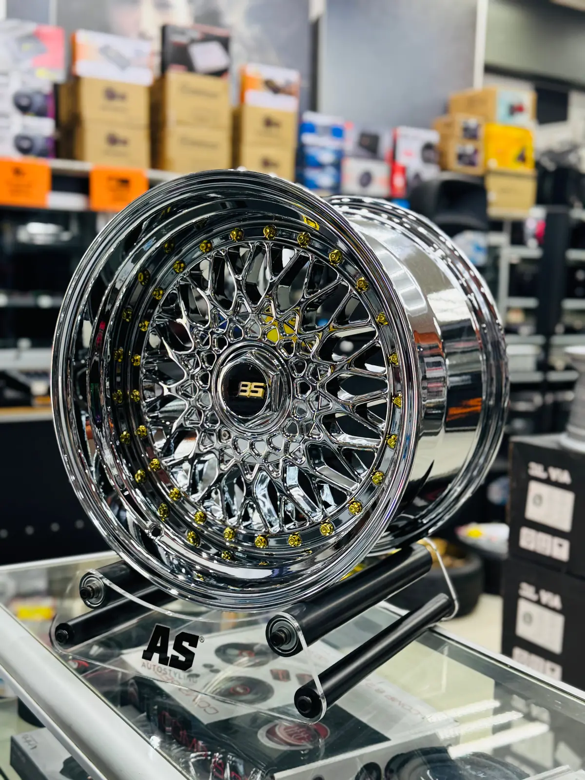 17” As® Chrome With Gold Studs  4X100 & 4X114  8.5J/ 10J 1
