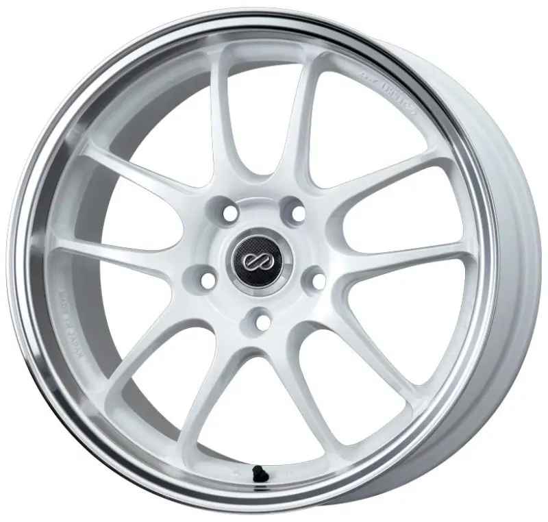 Enkei Pf01ss 17X9 5X114.3 60Mm Offset 75Mm Bore Diameter White W/ Machined Lip Wheel 1