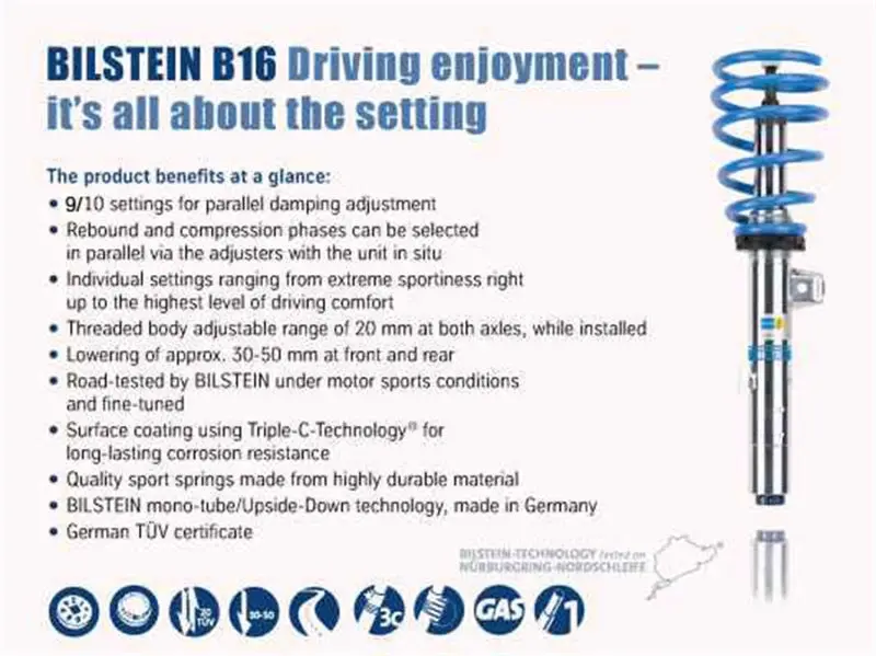 Bilstein B16 (Damptronic) 2015-2018 Bmw M3/M4 F80/F82 Front & Rear Performance Suspension System 1