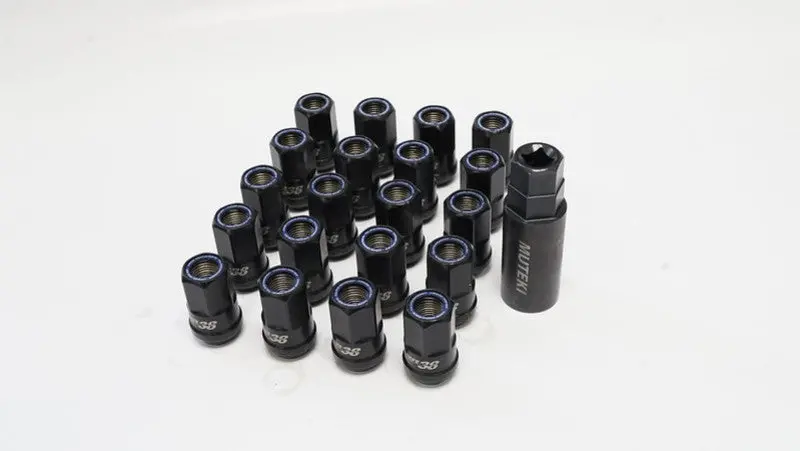 Wheel Mate Muteki Hr38 Open End Lug Nuts 12X1.25 Titanium Chrome / Blue Ring 1