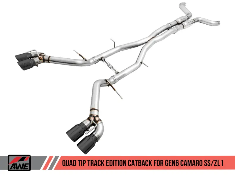 Awe Tuning Track Edition Cat-Back Exhaust For 2016–2019 Chevy Camaro Ss – Quad Diamond Black Tips 1