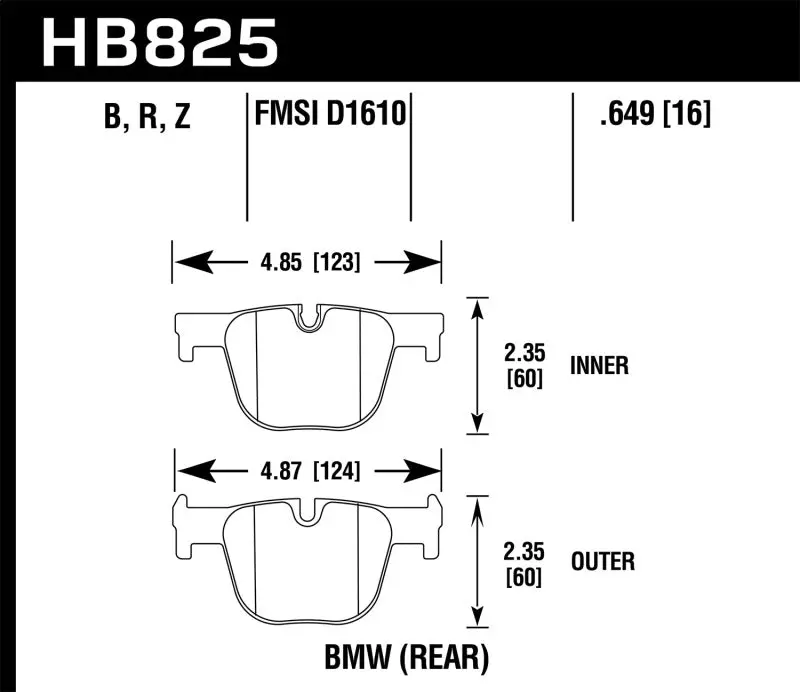 Hawk 13-15 Bmw 335I/335I Xdrive / 14-16 Bmw 435I/435I Xdrive Hps 5.0 Rear Brake Pads 1
