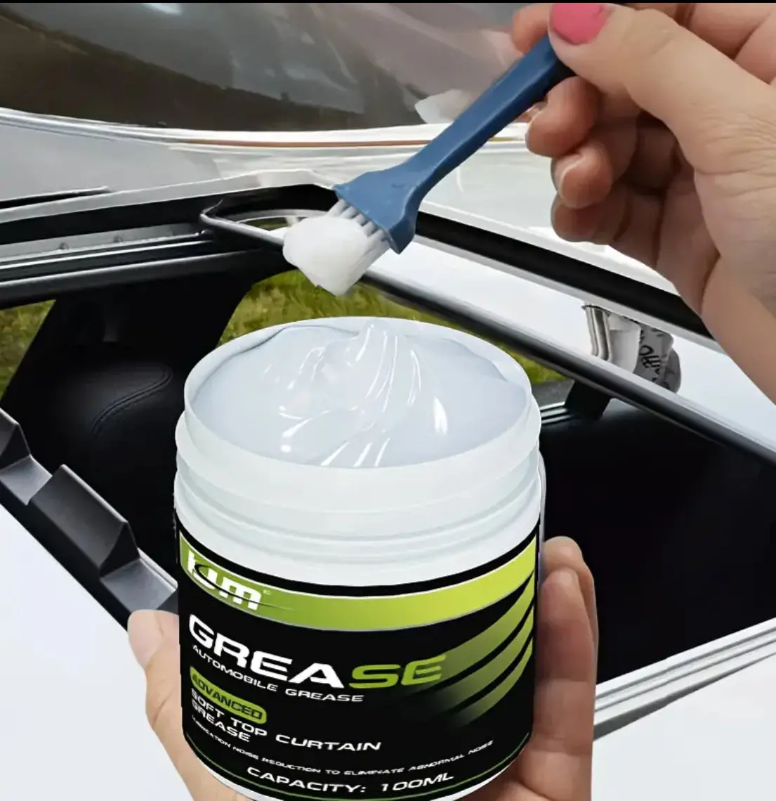 Automotive Door Grease - Hinge And Track Maintenance Paste, Sunroof/Track Lubrication To Prevent Sticking And Eliminate Noise, Comes With A Brush - Ensures Smooth And Quiet Operation Of Car Parts - Soft Top Zipper Lubricant. 1
