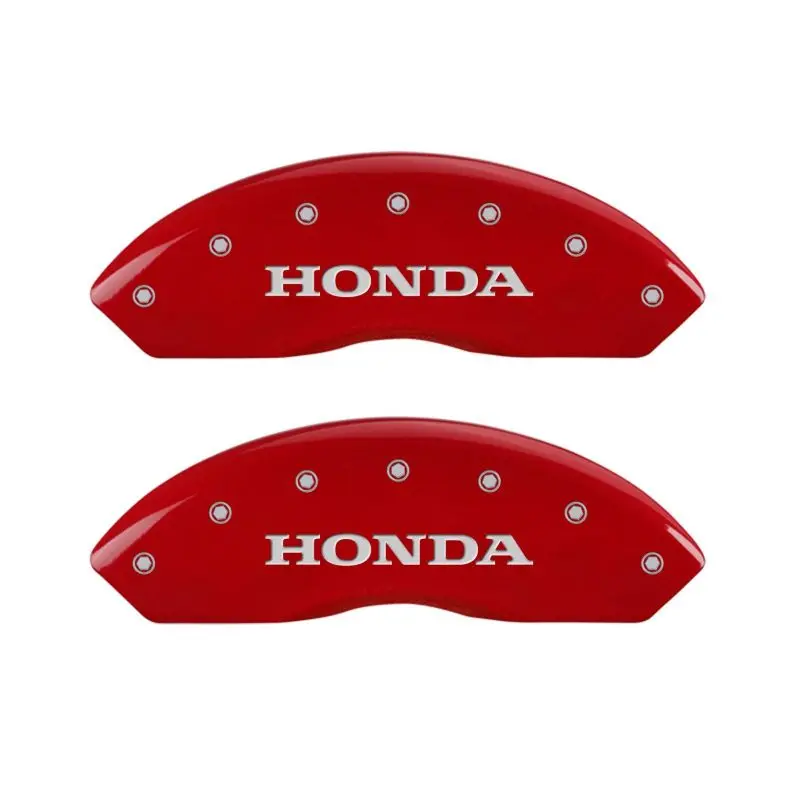 Mgp Engraved 4-Piston Caliper Covers – Honda Red Finish With Silver Chrome Accents 1