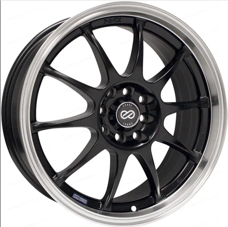 Enkei J10 18X7.5 4X100/108 42Mm Offset 72.62Mm Bore Dia Matte Black W/ Machined Lip Wheel 1