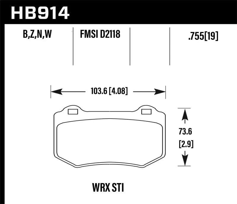 Hawk 2018 Subaru Wrx Sti Hp Plus Rear Brake Pads 1