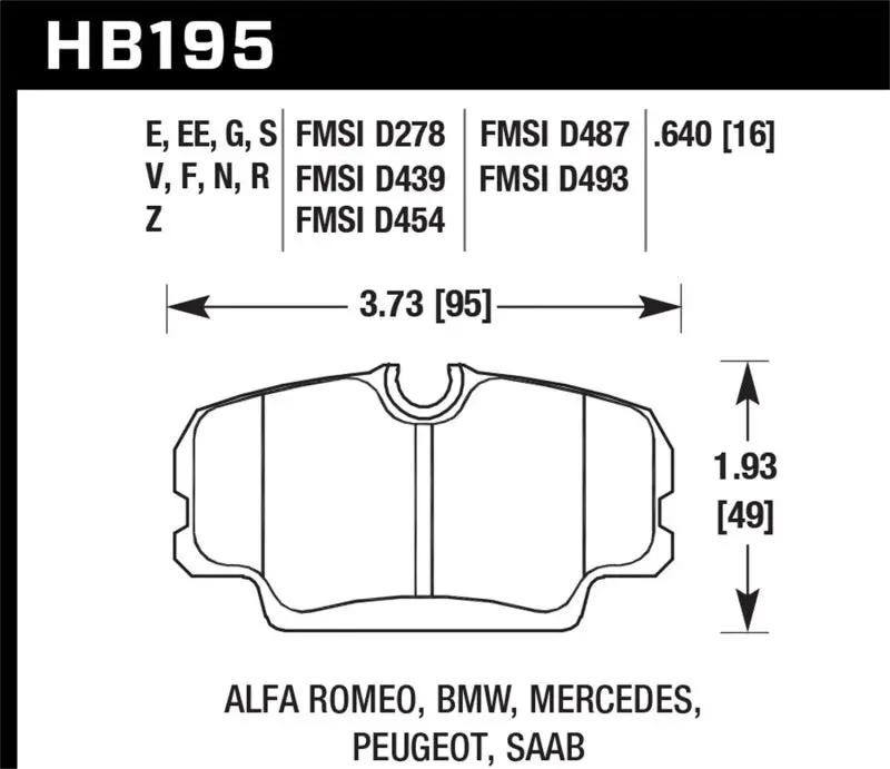 Hawk 84-4/91 Bmw 325 (E30) Ht-10 Hps Street Front Brake Pads 2