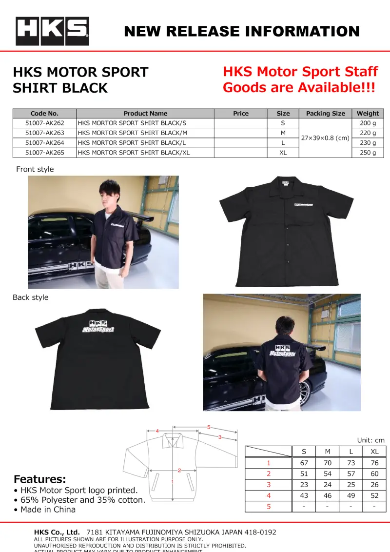 Hks Motorsport Button-Up Shirt Black M 1