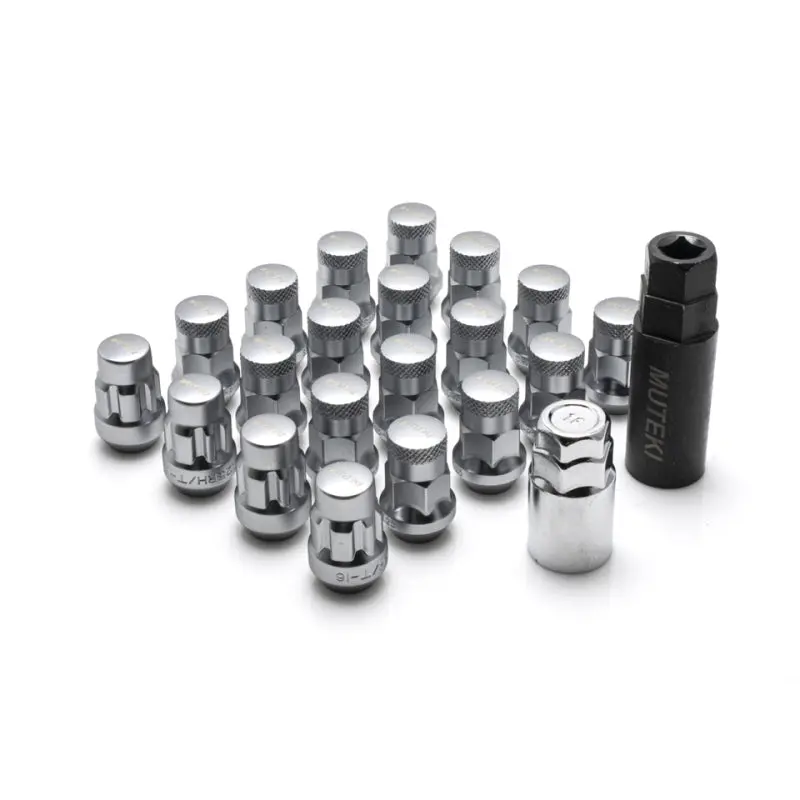 Wheel Mate Muteki Sr35 Close End Lug Nuts W/ Lock Set - Satin Silver 12X1.25 35Mm 1