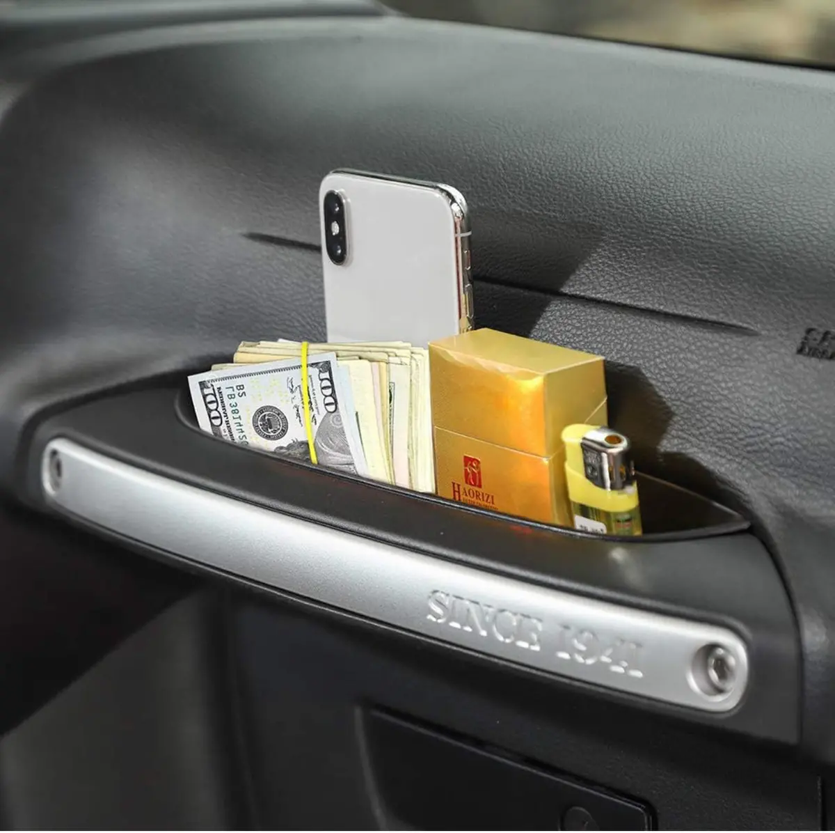 Savadicar Grabtray Passenger Storage Tray Organizer Grab Handle Accessory Box For 2011-2018 Jeep Wrangler Jk Jku 2/4 Door, Interior Accessories, Black 2