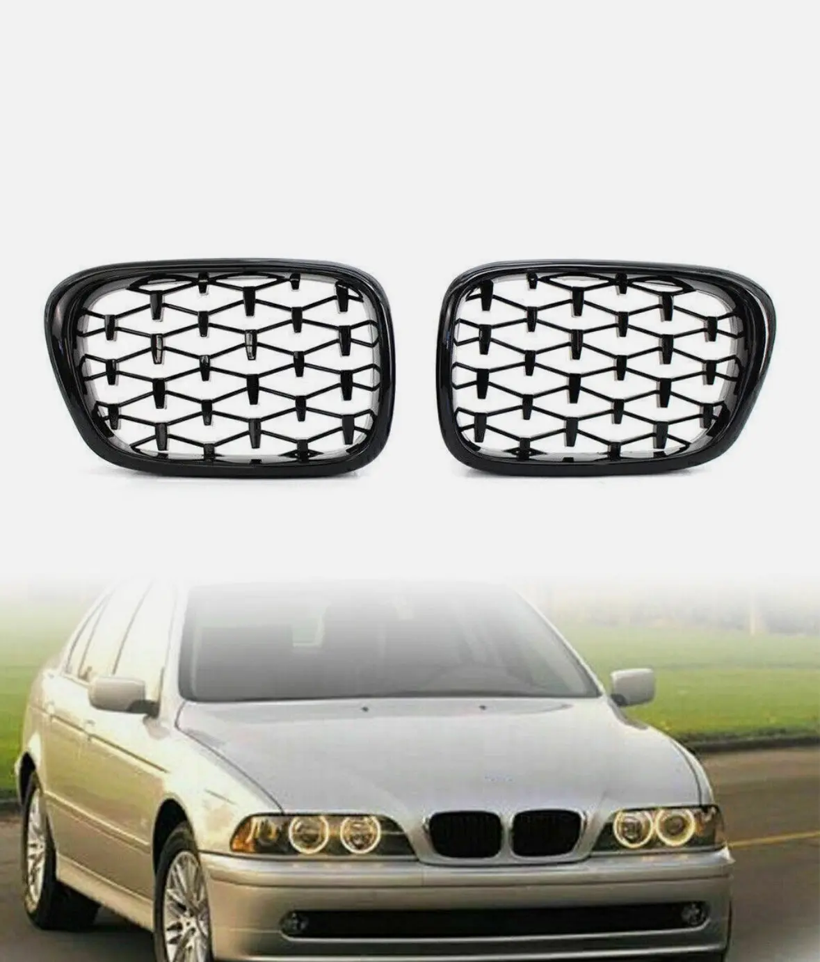 Bmw E39 1999-2003  Diamond Gloss Black Grills 1