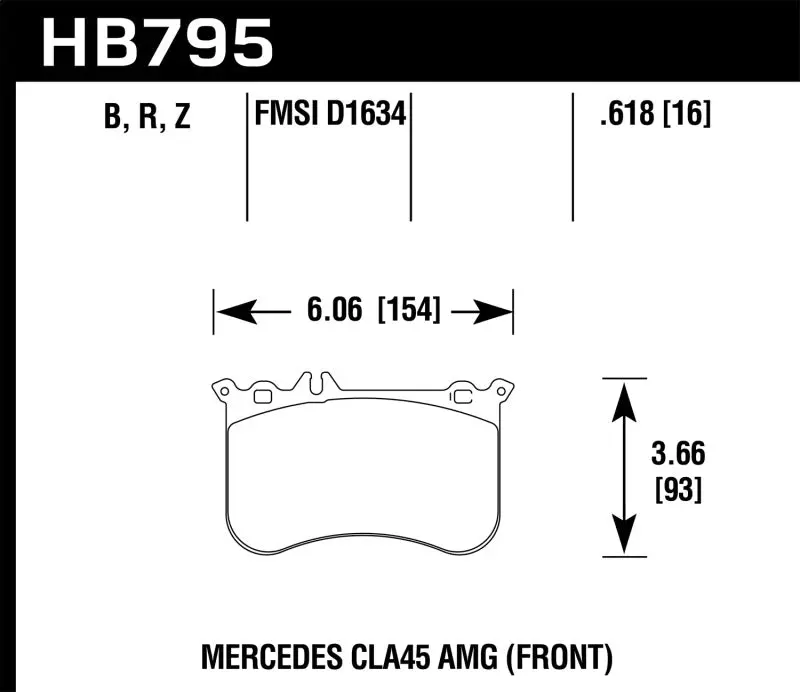 Hawk 14-17 Mercedes-Benz Cla 45 Amg/15-17 Mercedes-Benz Gla 45 Amg Hps 5.0 Front Brake Pads 1