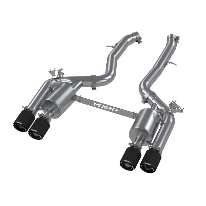 Mbrp 18-22 Bmw M2 Competition 3.0L T304 Ss 3In Resonator-Back Exhaust Quad Rear W/ Carbon Fiber Tips 1