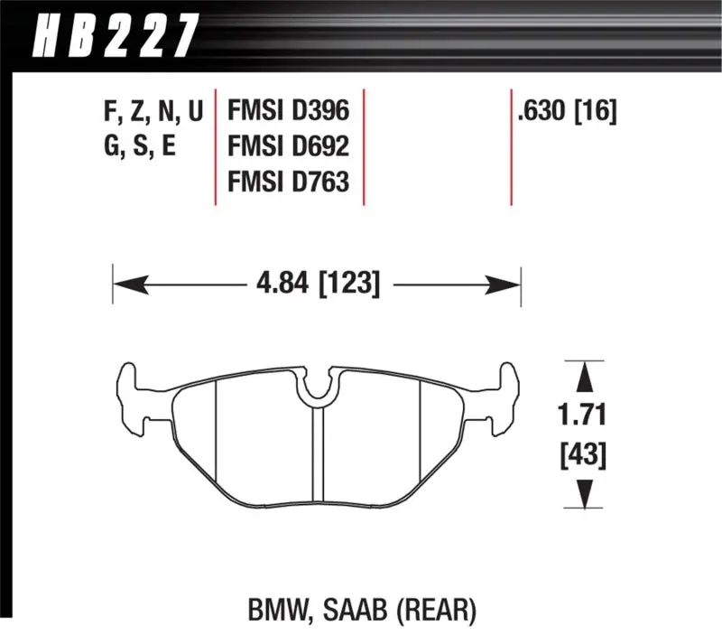 Hawk 95-99 Bmw M3 E36 Performance Ceramic Street Rear Brake Pads 2