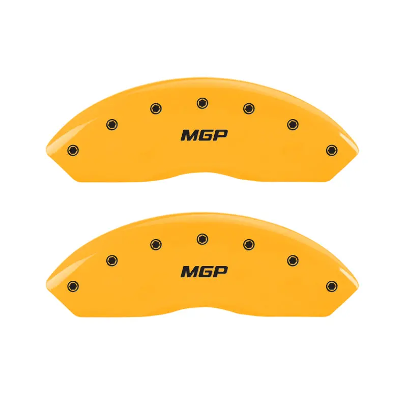 Mgp Engraved Yellow Brake Caliper Covers – Front & Rear Set With Black Chrome Accents 1